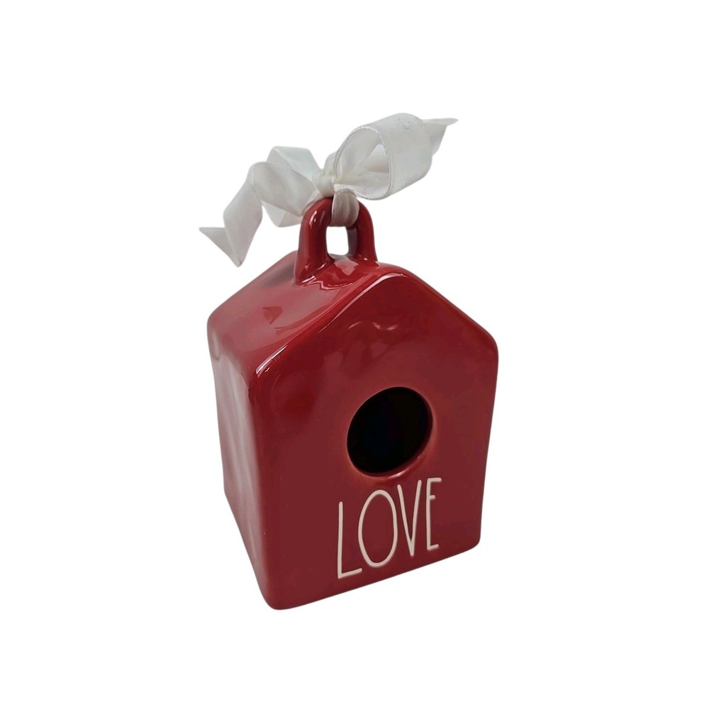 Rae Dunn "Love" Birdhouse 5.5" Red Ceramic Artisan Collection by Magenta NWOT